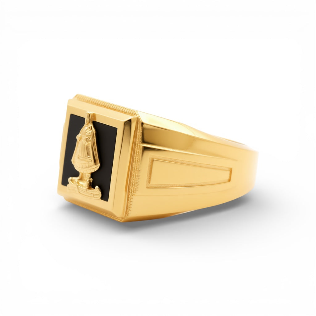 14K Yellow Gold Virgen de la Caridad Men's Ring / Size: 10.5 / Weight: 5.5 GR / P04FM-690