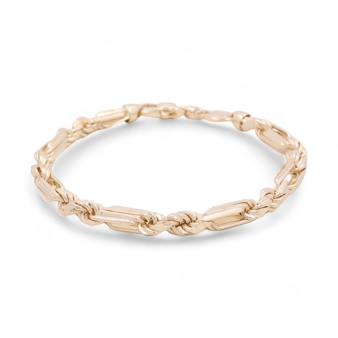 14K Yellow Gold Solid Figaro Rope Bracelet / Size: 5.5mm 8” / Weight: 17.7 GR / CSMB4FP5.5-8