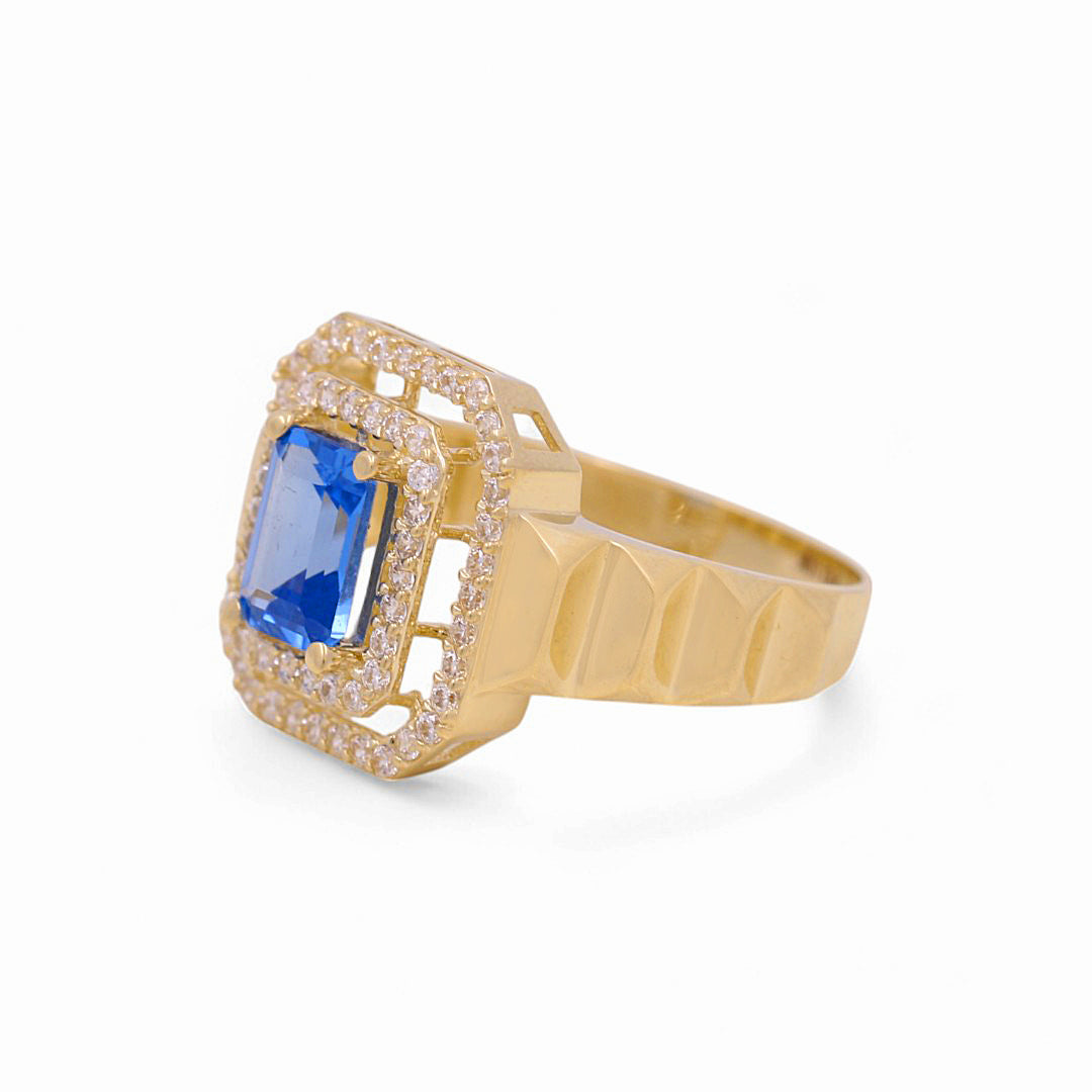 10K Yellow Gold Women's Fashion Ring with Light Blue Cz / Size: 7 / Weight: 2.4 GR / P53R-51