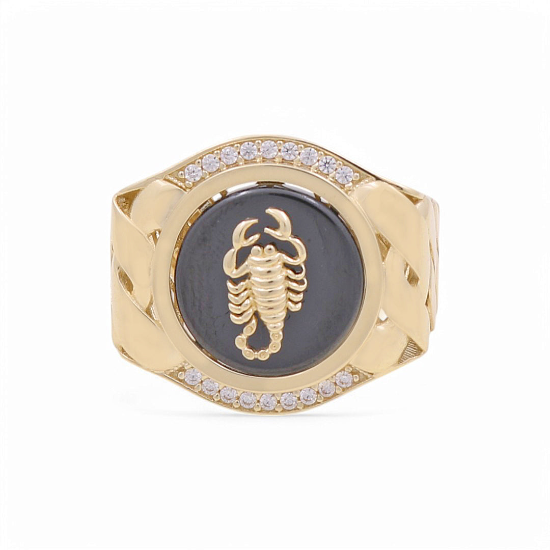10K Yellow Gold Scorpion Men’s Ring with Onyx Stone / CZ / Size 10 / Weight: 9.1 GR / BPMR0SP