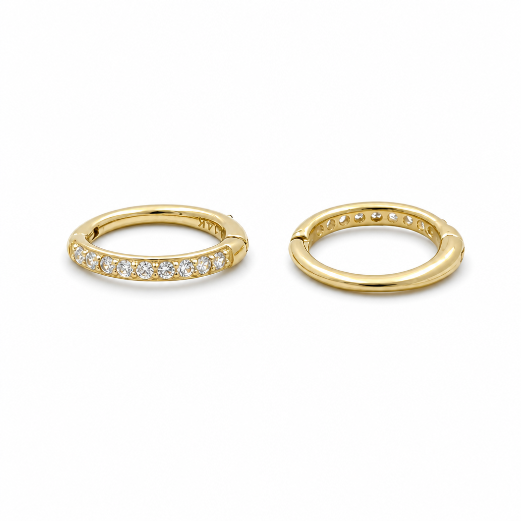 14K Yellow Gold Small Hoops Earrings with Cz / Size: Small / CK1-1