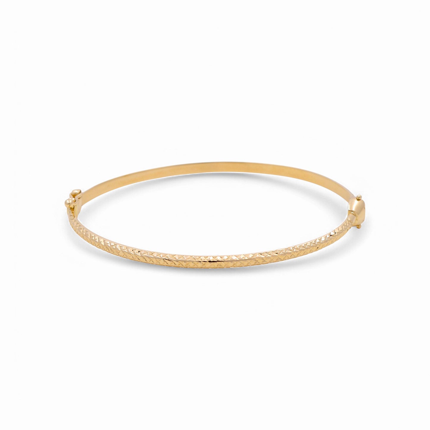 14K Yellow Gold Semisolid Diamond Cut Women’s Bangle Bracelet / Weight: 4 GR / CPBB4DC