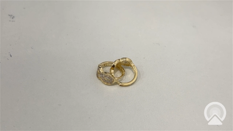 14K Yellow Gold Infiniti Hoops Earrings with Cz / Weight:1.8gr / COEH4IF
