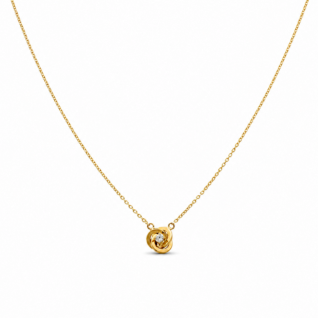 10K Yellow Gold Women's Necklace with Knot and Cz / Size: 17" / Weight: 2.6 GR / DQNK0KN
