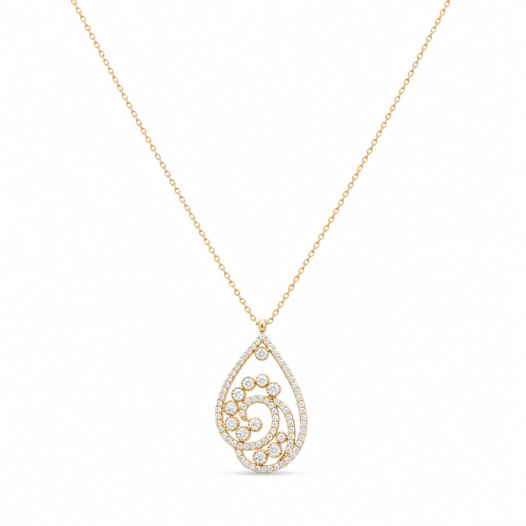 14K Yellow Gold Necklace With Fashion Pendant / Size: 16" / Weight: 3.7 GR / Stone: Cz / CCNK4FS-4