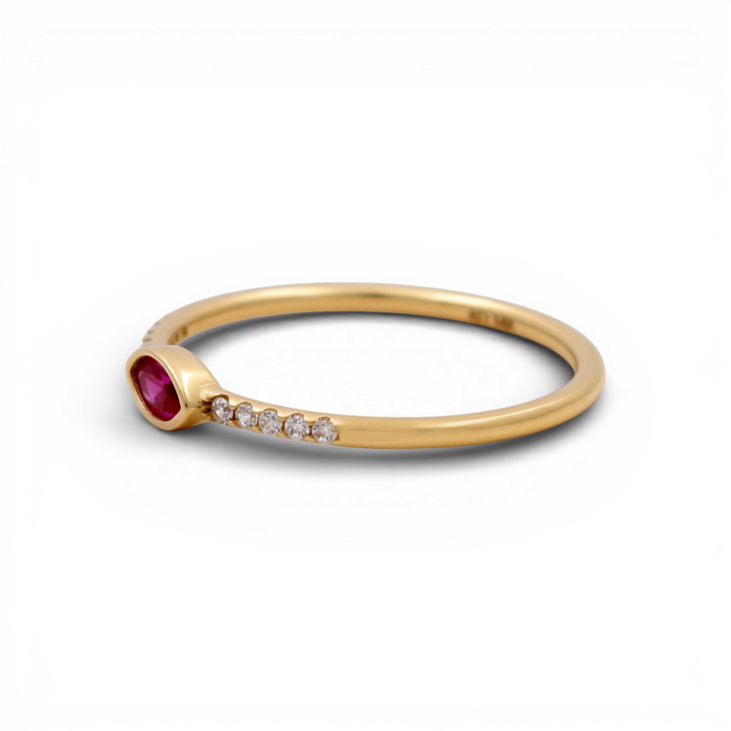 14K Yellow Gold Fashion Women's Ring with Pink Cz / Size: 8 / Weight: 1.3 GR / P04R-407
