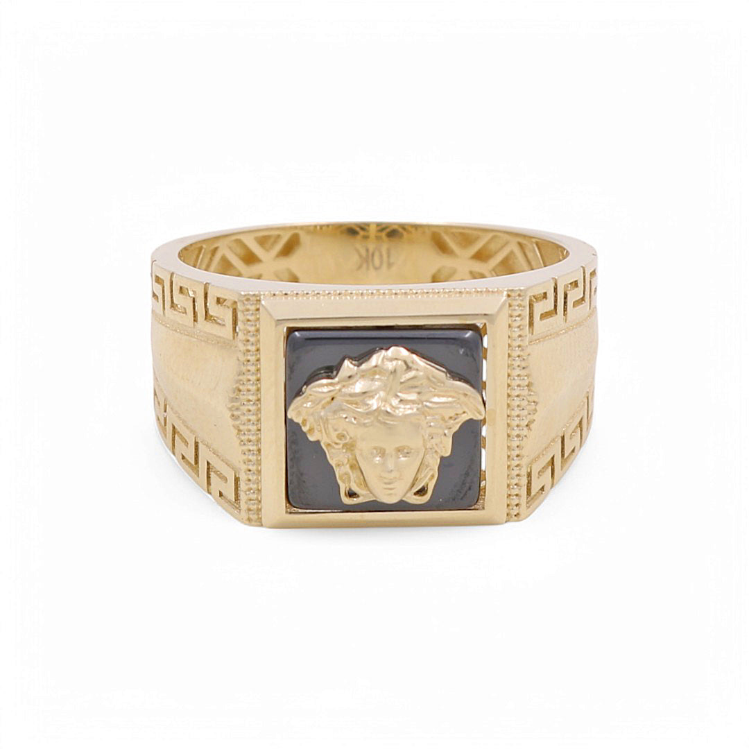 10K Yellow Gold Fashion VS Men’s Ring with Onix Stone / Size 11 / Weight: 5.7 GR / BPMR0VS