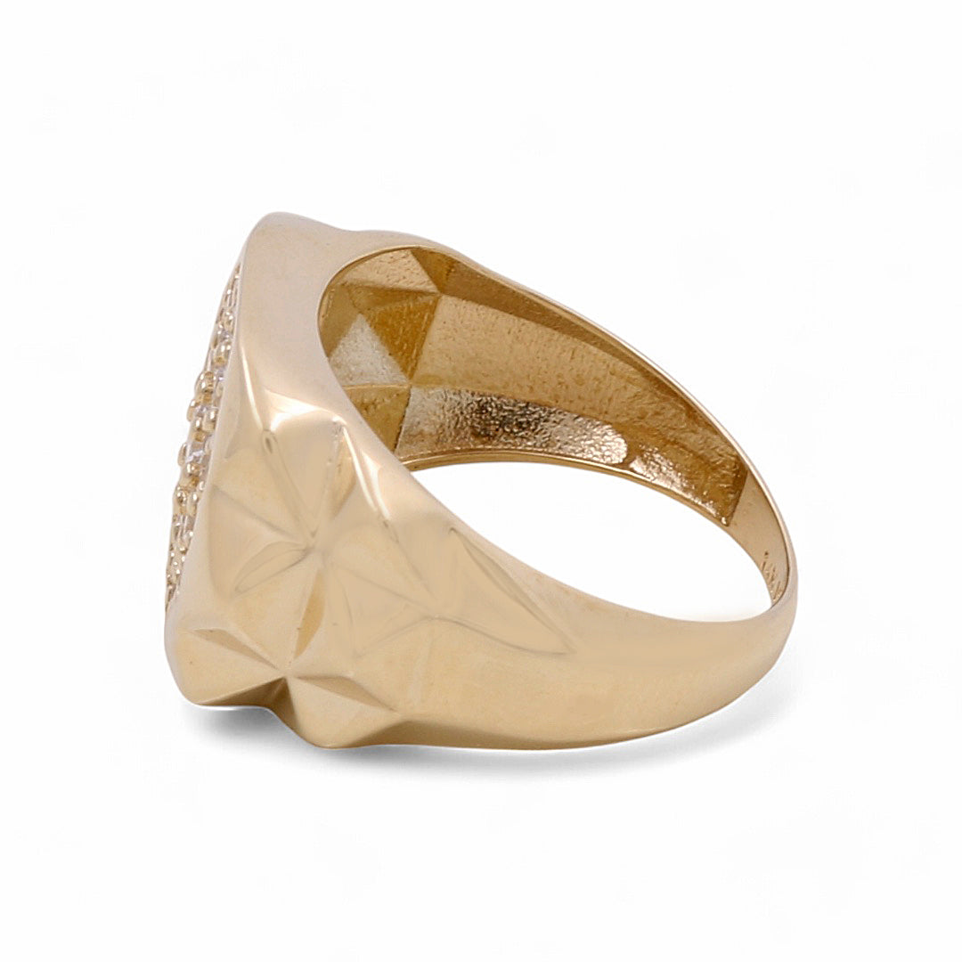 14K Yellow Gold Men’s Fashion Ring / CZ / Size 9 / Weight: 5.9 GR / COMR4FS