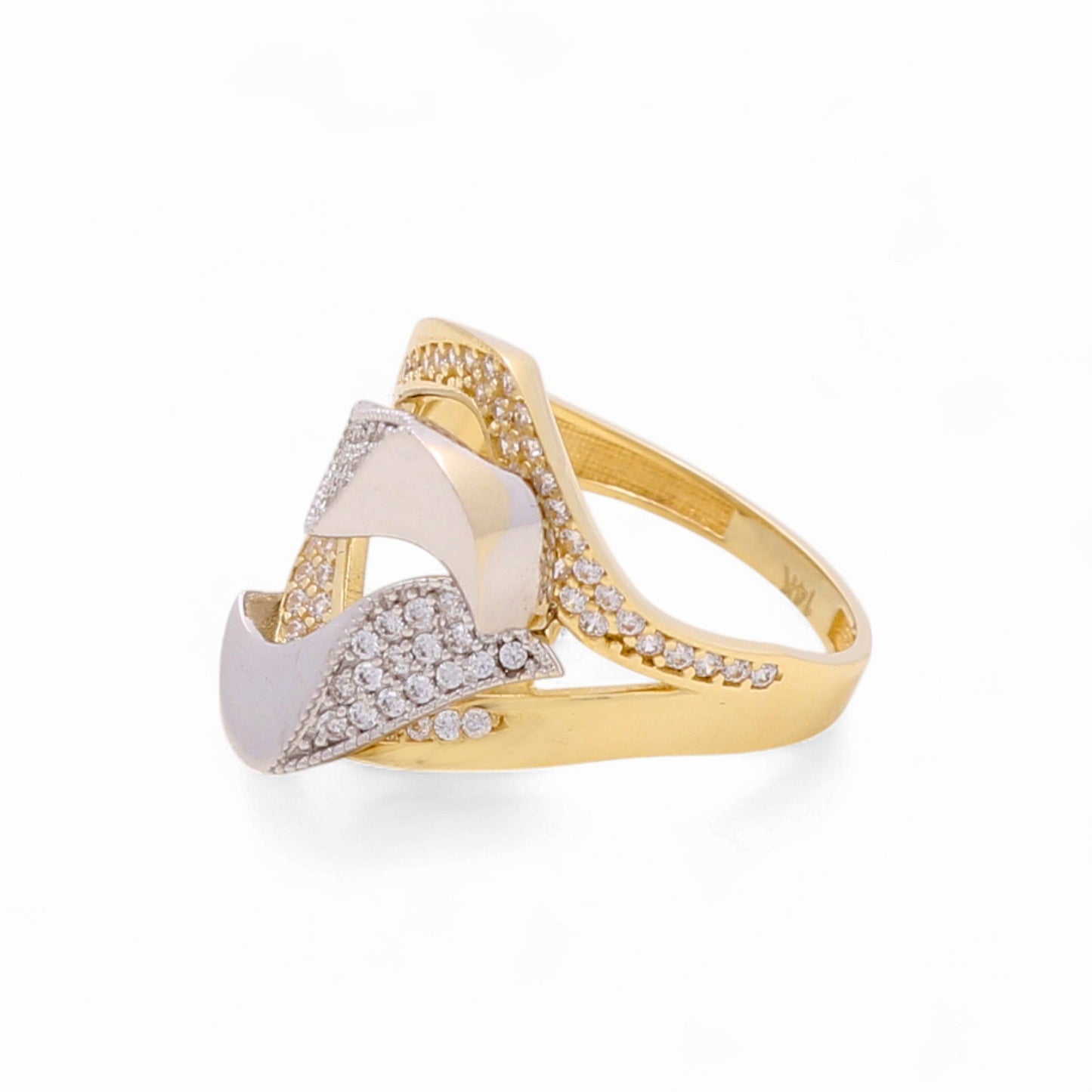 14k Two Tone Fashion Women's Ring with Cz / Weight 4.2 GR / COWRTT4FS-7