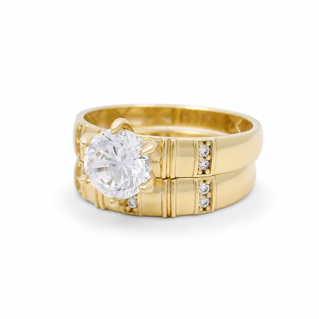 10K Yellow Gold Woman’s Bridal Set / Stone: Cz / Size: 7.5 & 8.5 / Weight: 3.8 GR / CQWR0BS-5