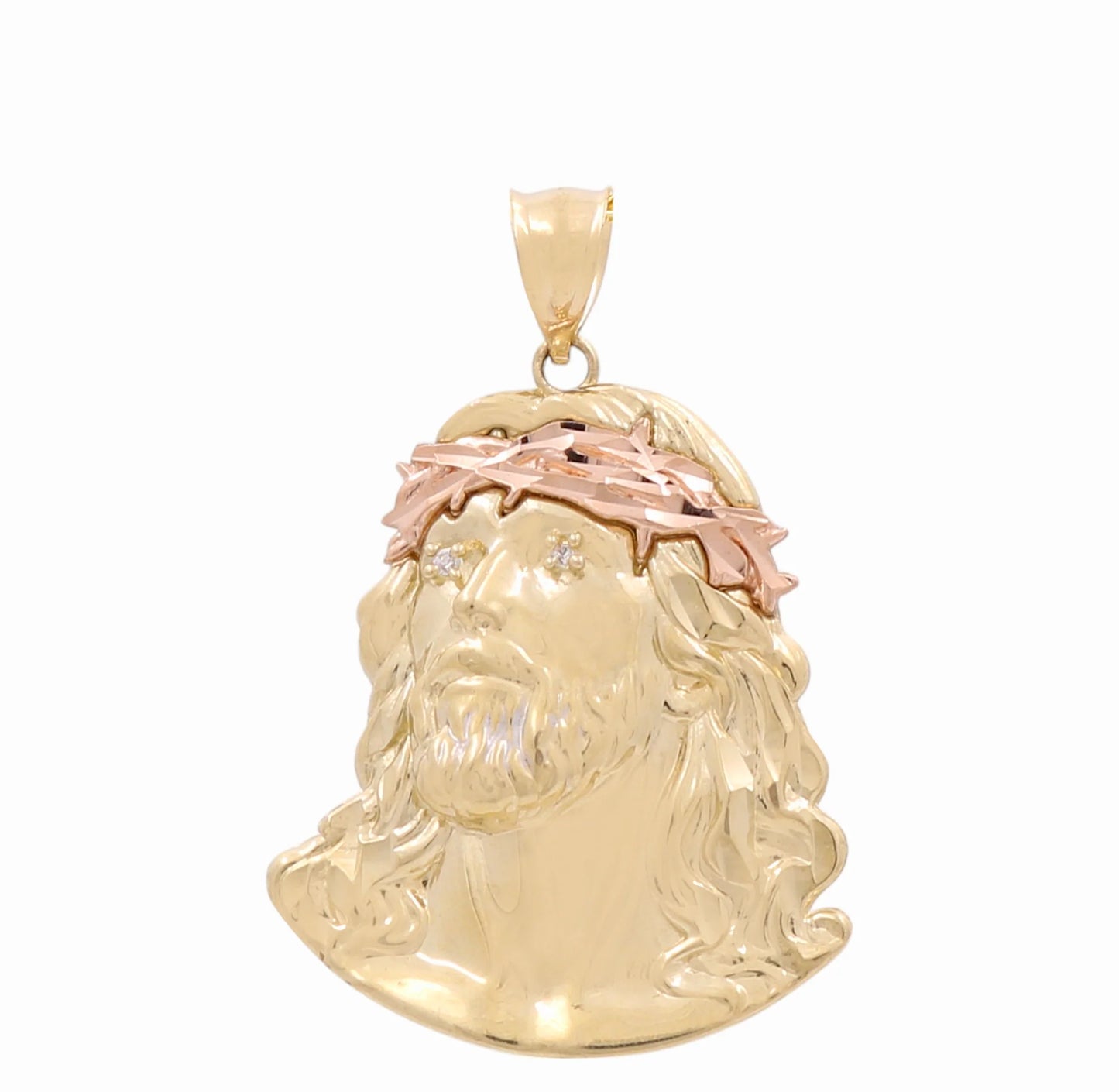 14K Yellow and Rose Christ Head Pendant with Cz / Weight: 10.3 GR / DAPDTT4CR