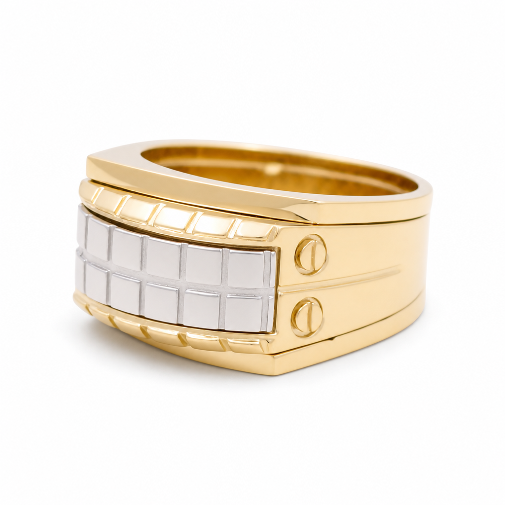 14K Yellow Gold and White Men's Rings / Size: 10 / Weight: 10.5 GR / 711-00292