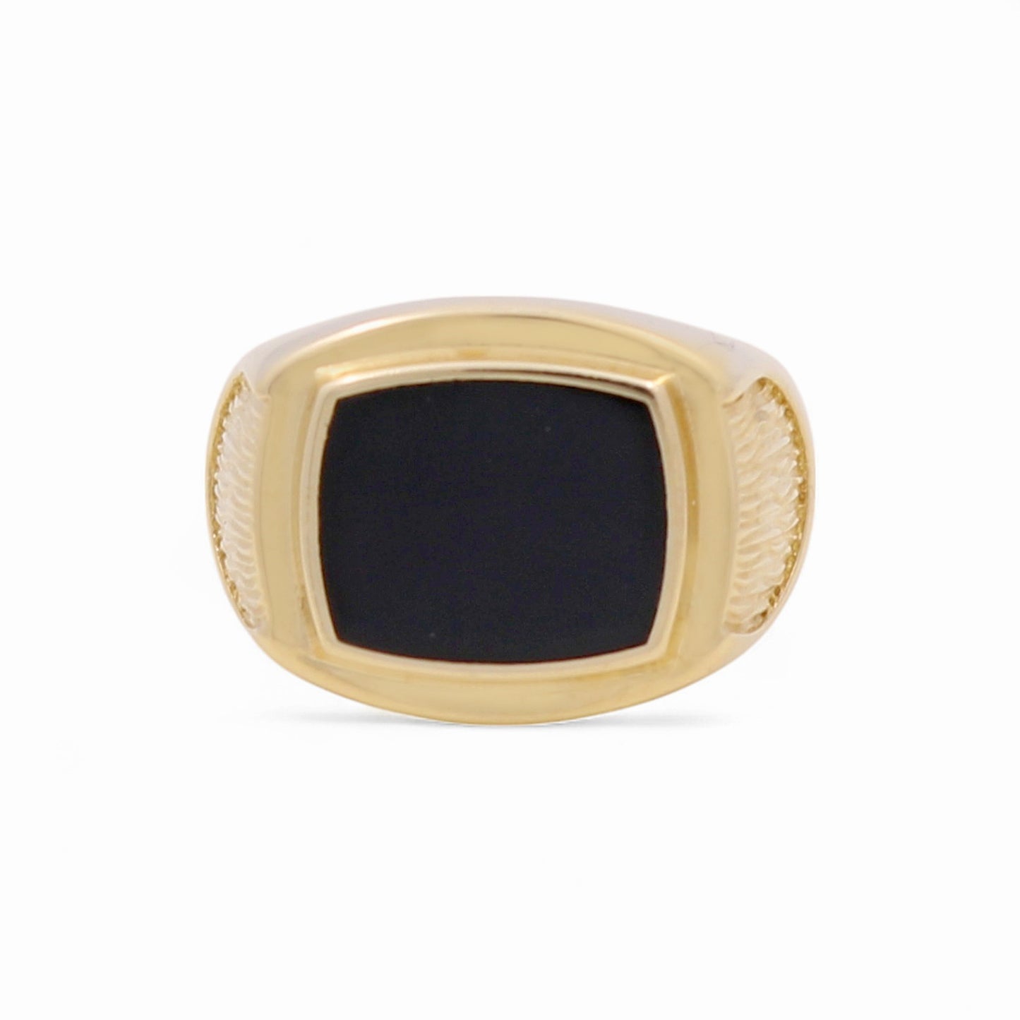 14K Yellow Gold Fashion Men’s Ring with Onix / Size 10 / Weight: 5.6 GR / DOMR4FS-9