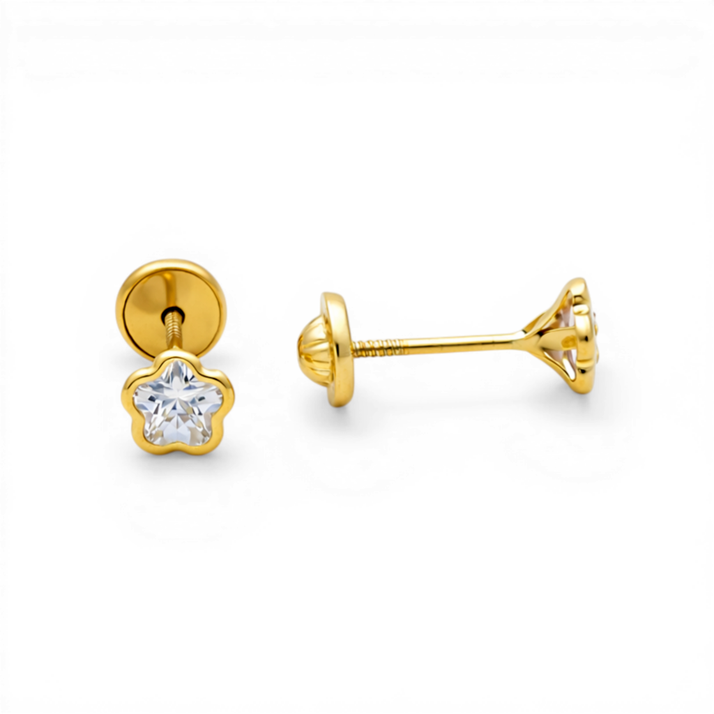 14K Yellow Gold Star Stud Earrings / 6-756701PS