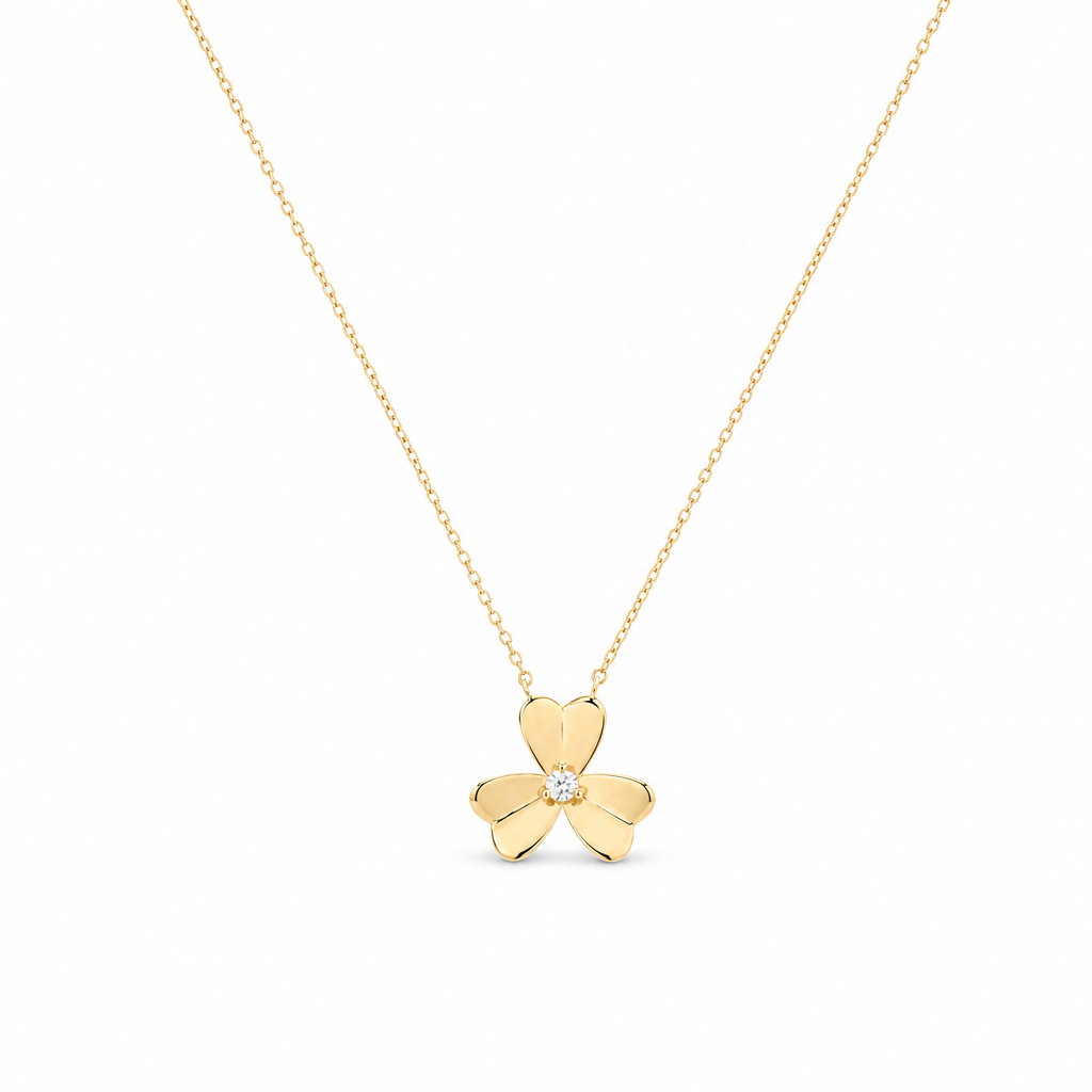 14K Yellow Gold Flower Necklace / Size: 18'' / Weight: 2.1 GR / P55S-1