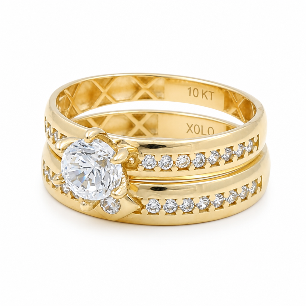 10K Yellow Gold Women’s Bridal Set / Stone: Cz / Size: 8 & 8.5 / Weight: 3.3 GR / CQWR0BS-11