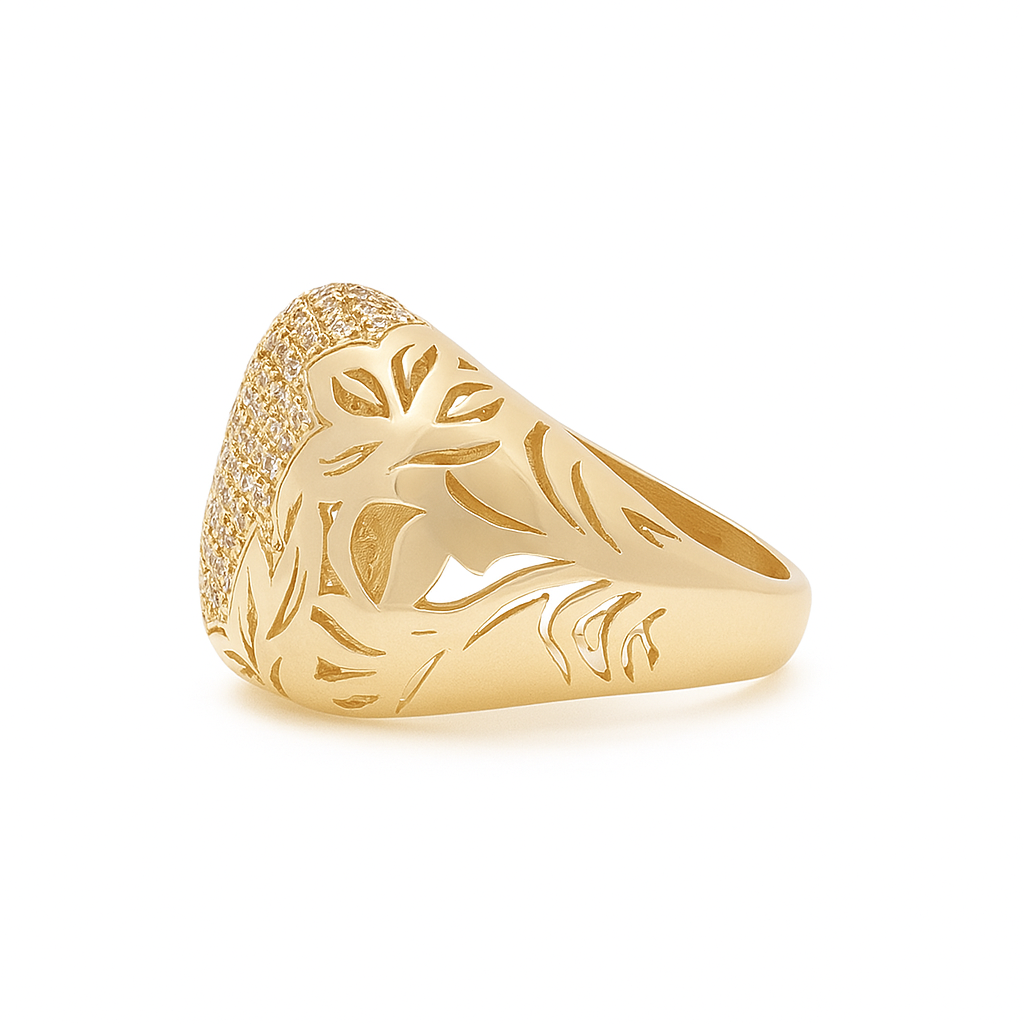 14K Yellow Gold Fashion Women's Ring with White Stones / Size: 7.5 / Weight: 6 GR / DQWR4FS-87