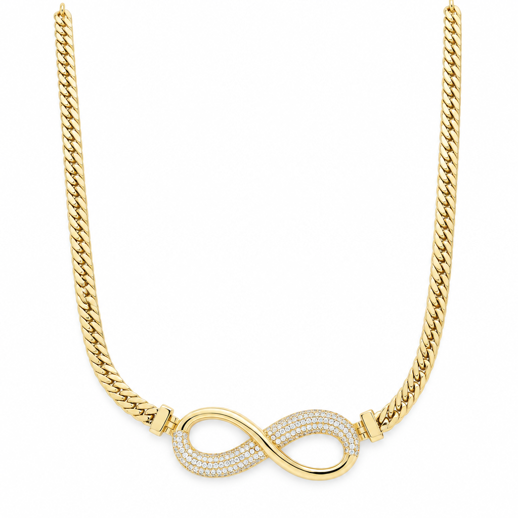 10K Yellow Gold Women's Necklace With Infinity / Stone: Cz / Size: 18" / Weight: 10.6 GR / DONK0IF-1