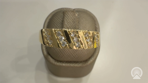 14K Yellow Gold Men’s Wedding Band / Stone: Cz / Size: 10.5 / Weight: 2.8gr / KEEMWB4BS-45