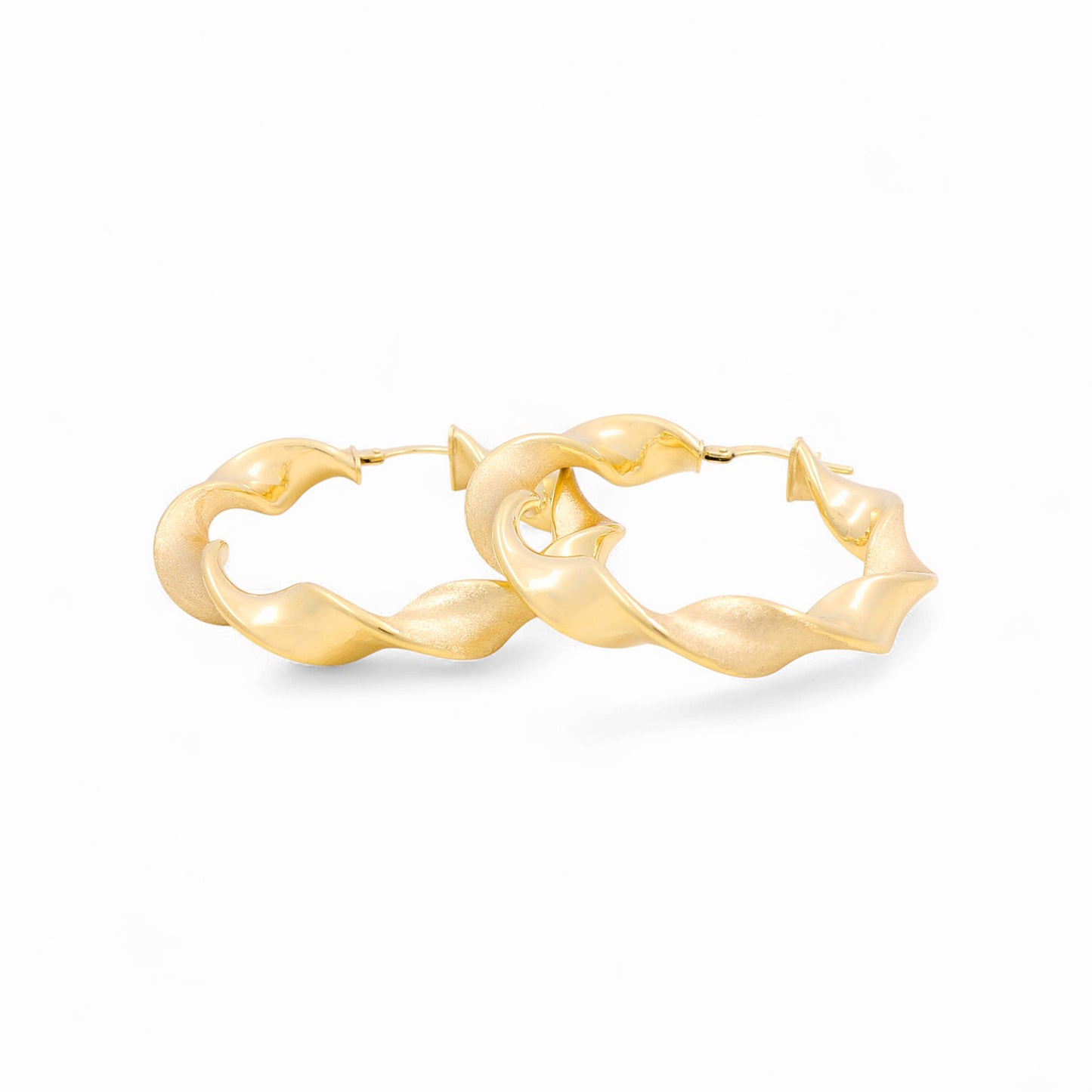 14K Yellow Gold Women's Twist Hoops Earrings / Size: 30 MM / Weight: 5.2 GR / 240-00581