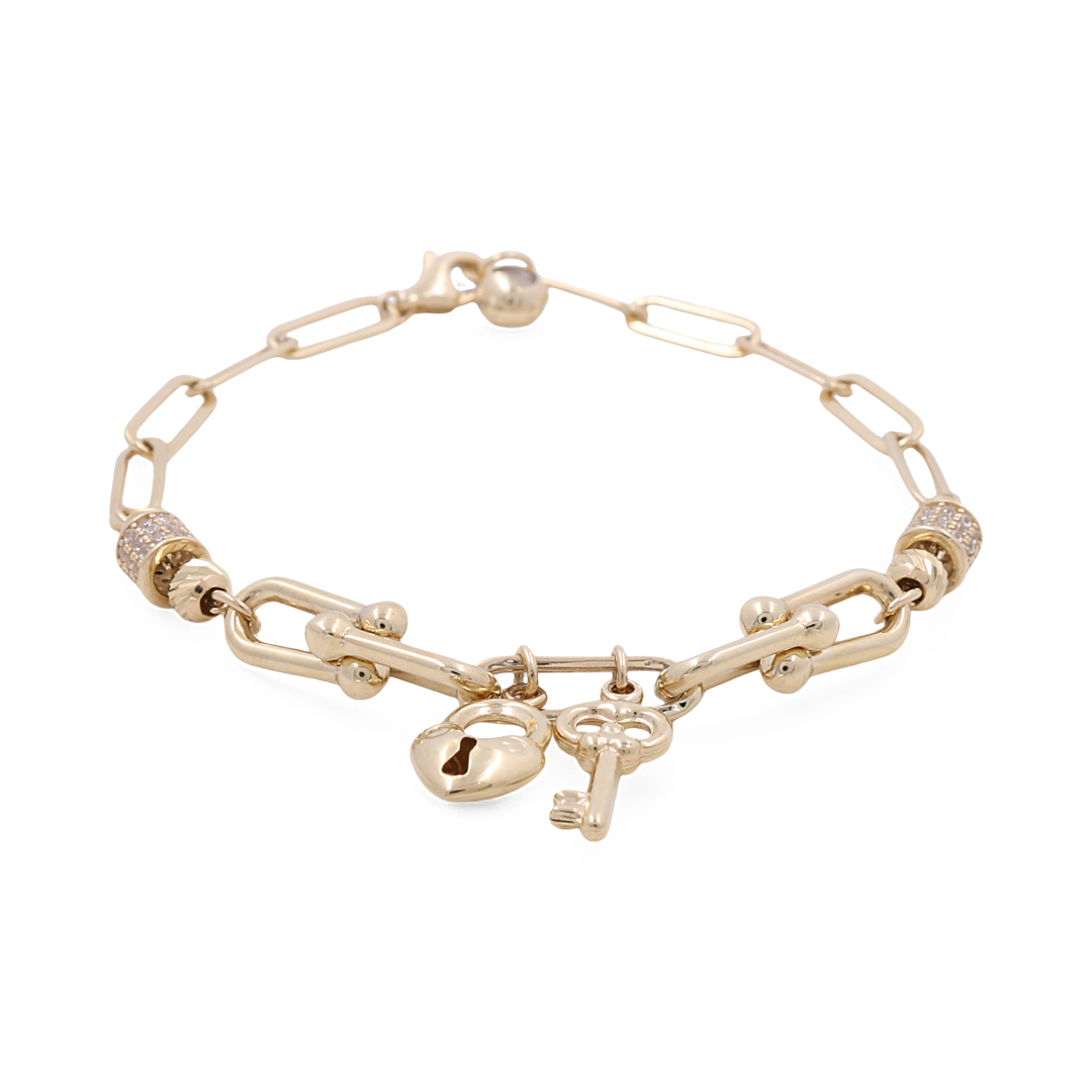 14K Yellow Gold Fashion Women’s Bracelet / CZ / Weight: 6.7 GR / Size: 7.5” / DSWB4FS