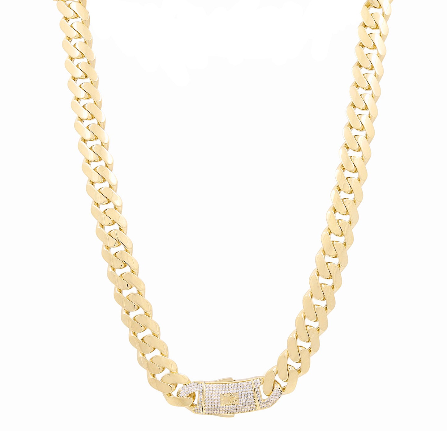 14K Yellow Gold Monaco Semisolid Chain / Stone: Cz / Size: 15mm 24" / Weight: 68.9 GR / COCH4MON15-24