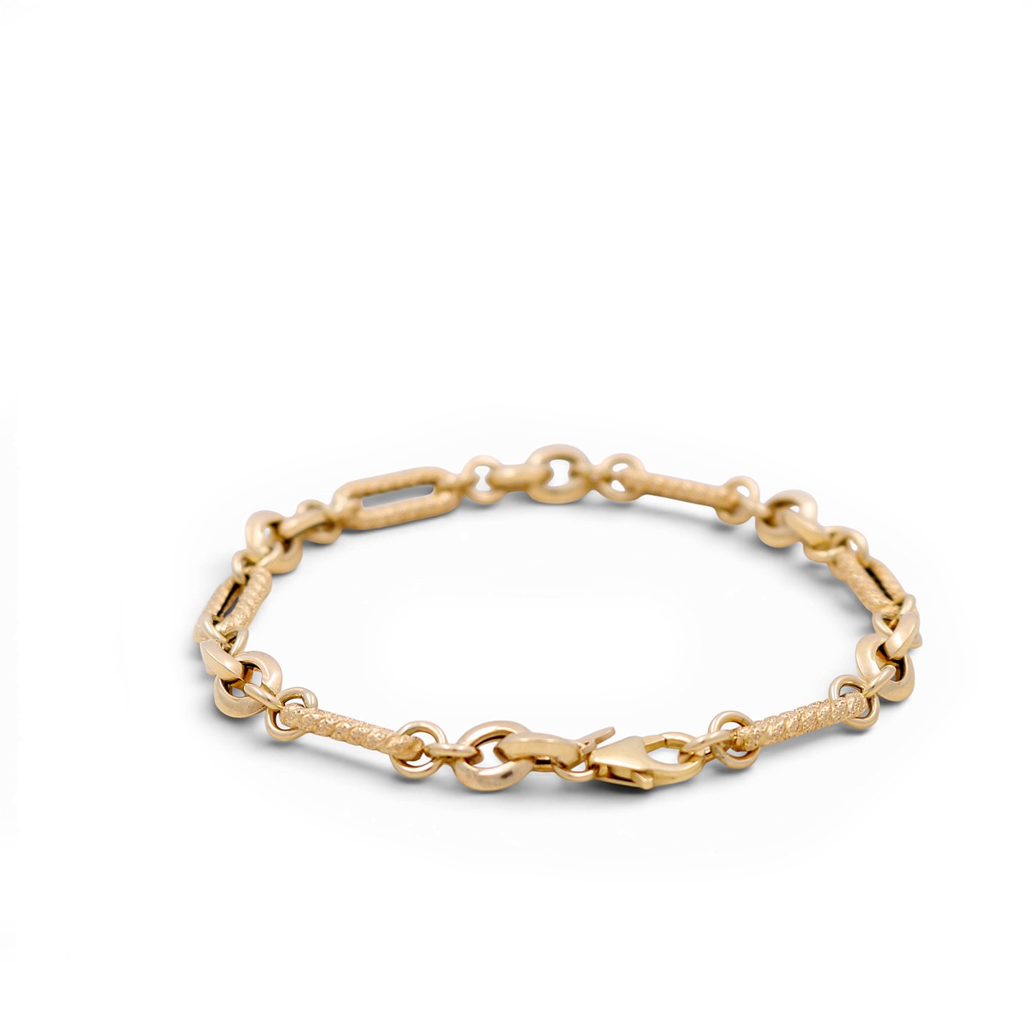 14K Yellow Gold Semisolid Fashion Women's Bracelet/ Size: 7.5" / Weight: 3.9 GR / ISWB4FS-19