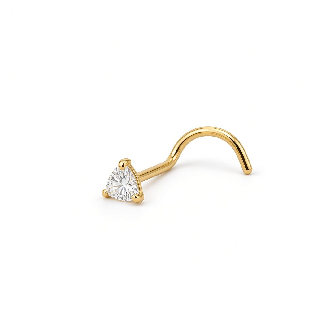 14K Yellow Gold Fashion Piercing with Cz Stone / 6-632201KS