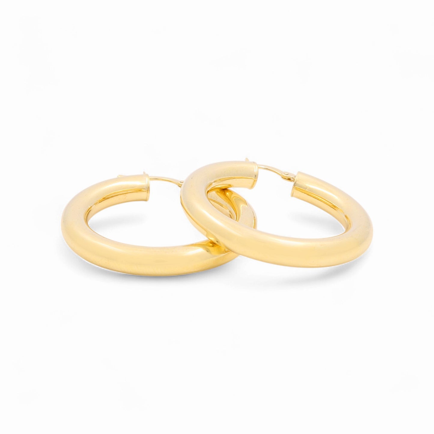 14K Yellow Gold Plane Hoops Earrings / Size: 4.5mmx25mm / Weight: 4.8 GR / 240-00798