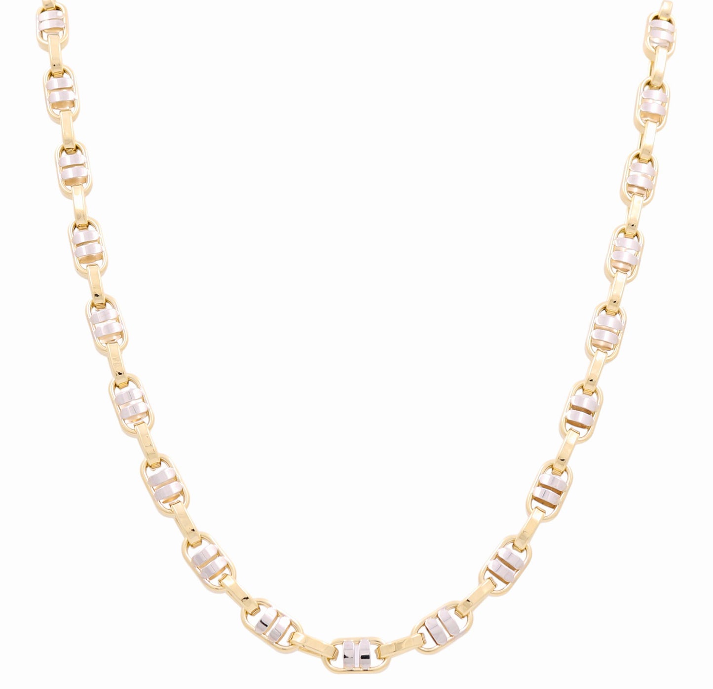 14K Yellow and White Gold Semisolid Italian Men's Fashion Chain / Size: 24" / Weight: 26.9 GR / 624-00296