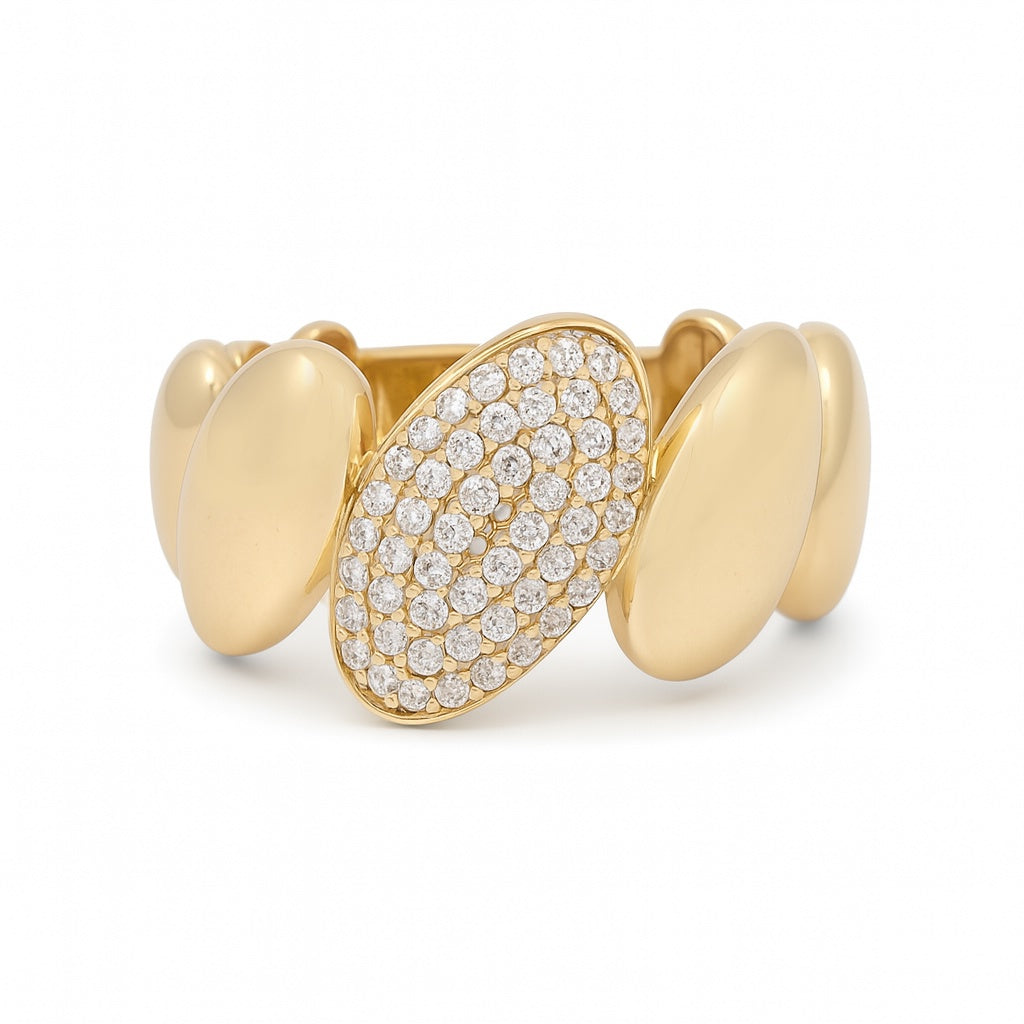 14K Yellow Gold Fashion Women's Ring with Cz / Size 9 / Weight: 3.7 GR / DOWR4FS-7