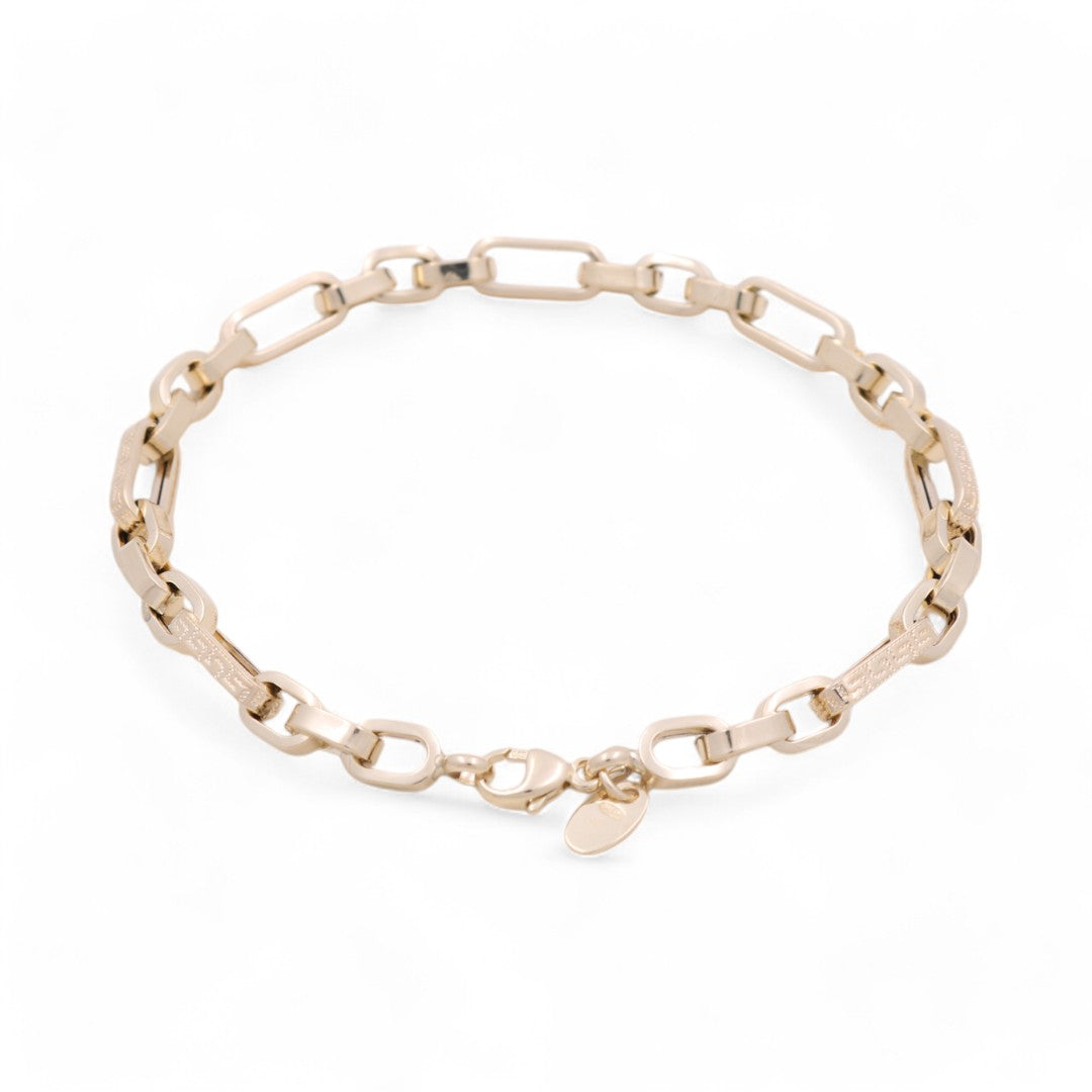 14K Yellow Gold Italian Greek Woman Bracelet / Size: 7.5" / Weight: 6.1 GR / 466-00208
