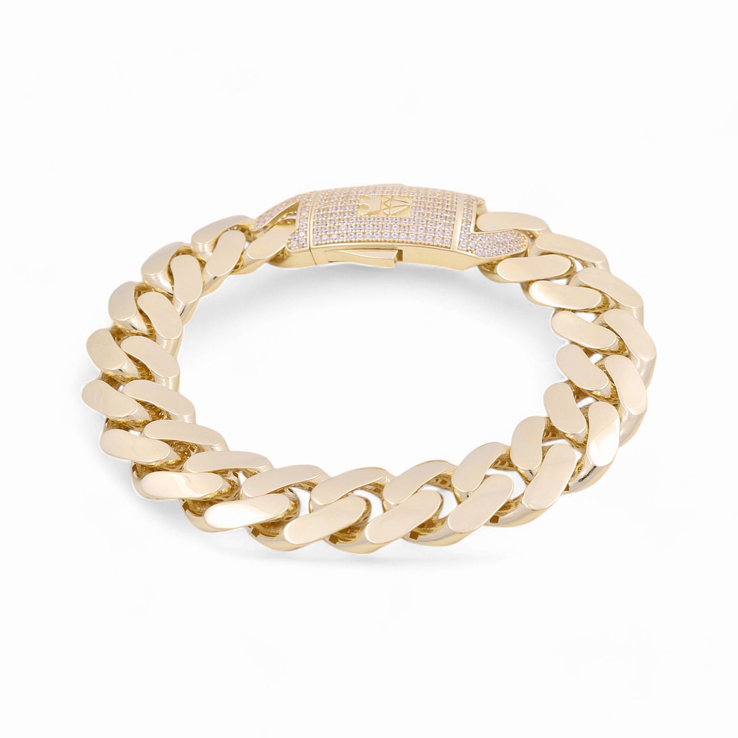10K Yellow Gold Monaco Semisolid Bracelet / Stone: Cz / Size: 15mm 8.5" / Weight: 24.4 GR / COMB0MON15-8.5