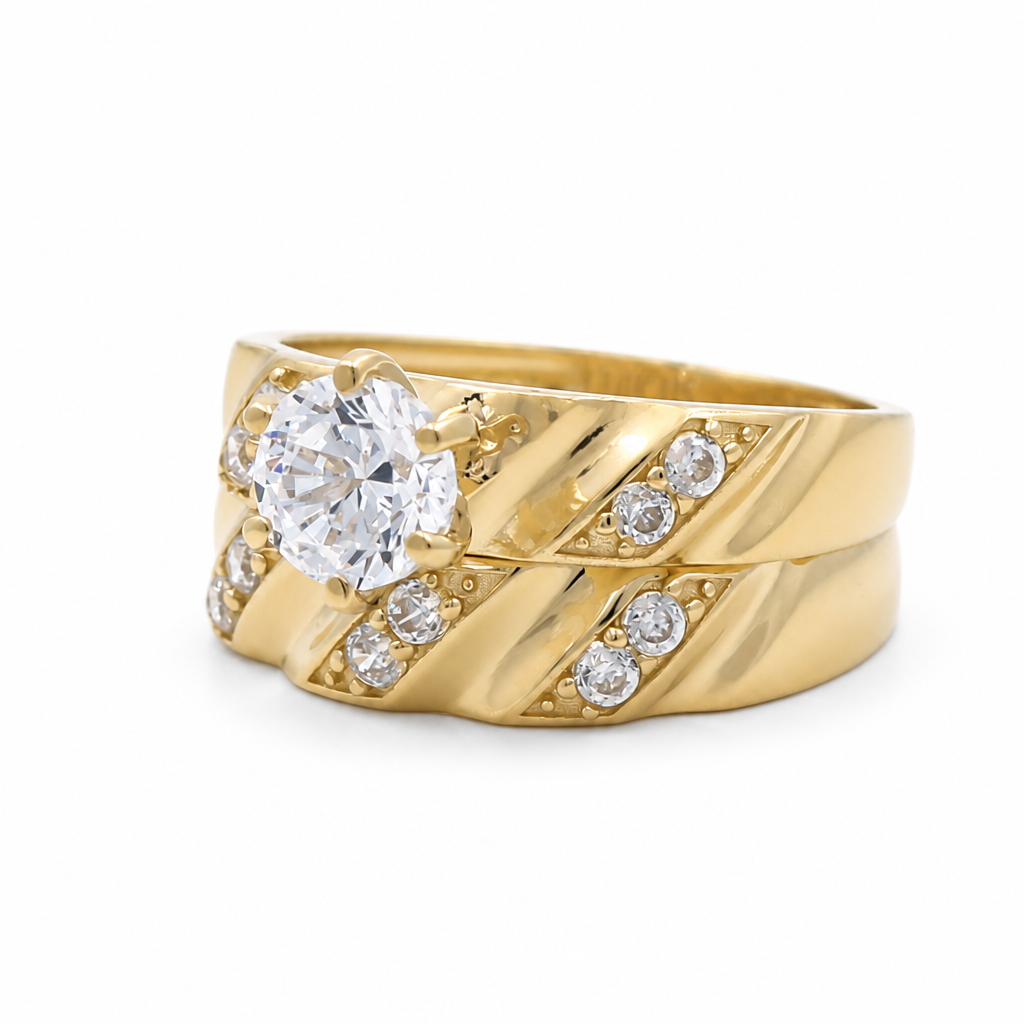 14K Yellow Gold Women’s Bridal Set / Stone: Cz / Size: 7.5 & 7.25 / Weight: 4.2 GR / KEEWR4BS-37