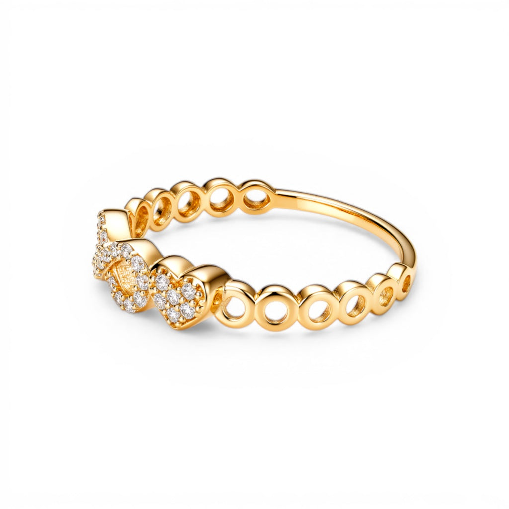 10K Yellow Gold Infinity with Heart Women's Ring with Cz / Size: 8 / Weight: 1.2 GR / DQWR0IF-5