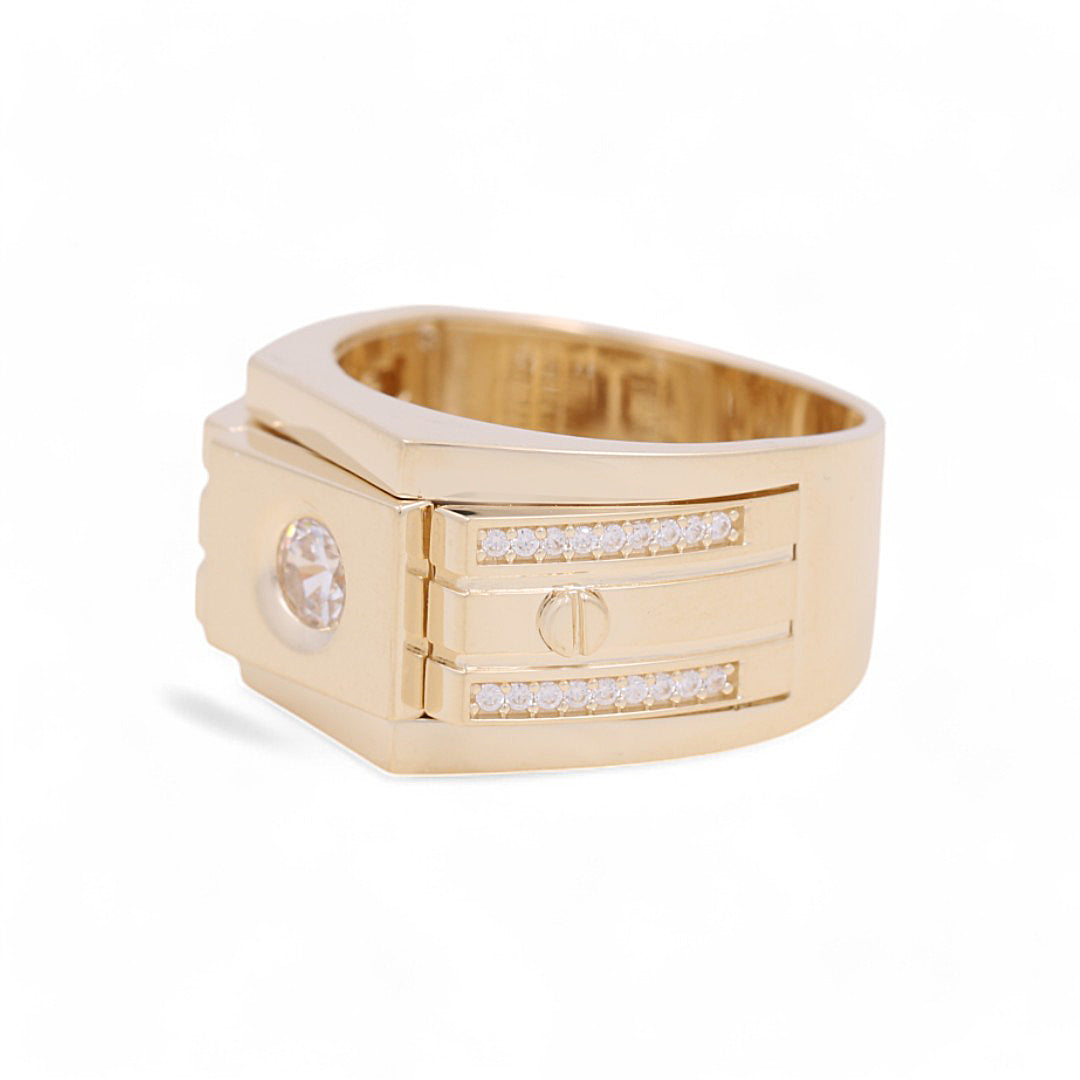 14K Yellow Gold Fashion Men's Ring / Stone: CZ / Size: 10 / Weight: 12.1GR / 711-99999