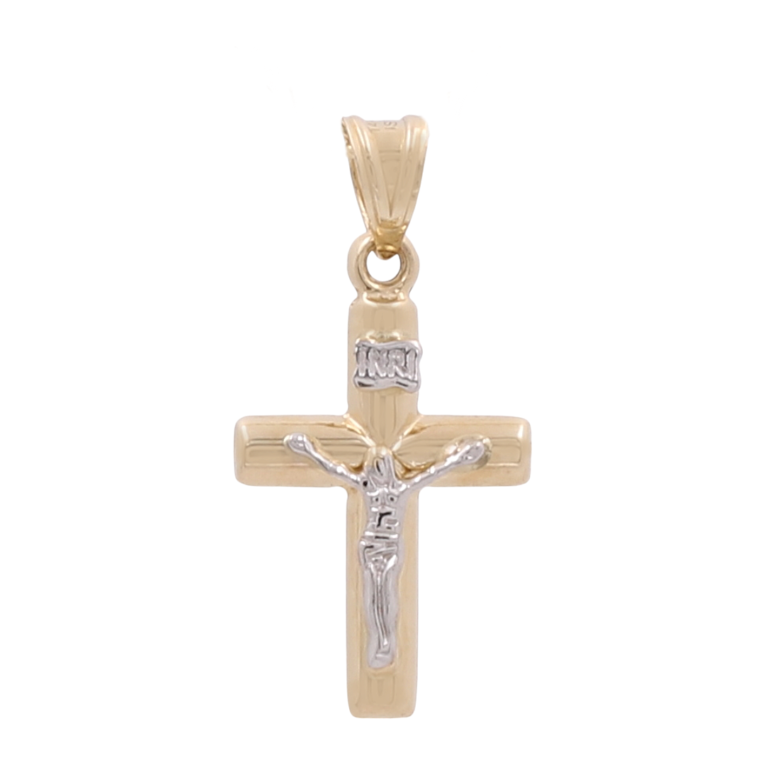 14K Two Tone Gold Cross Pendant / Weight: 1 GR / COPD4CRS-4