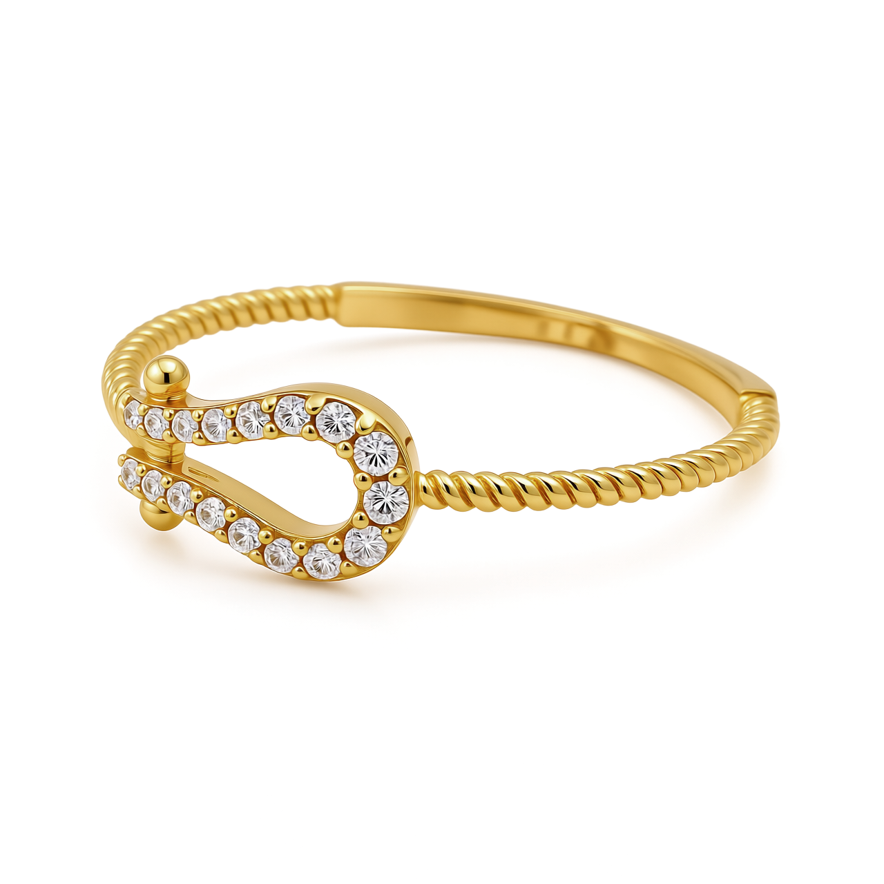 14K Yellow Gold Fashion Women's Ring with Cz / Size: 7.5 / Weight: 1.3 GR / CEEWR4FS-3