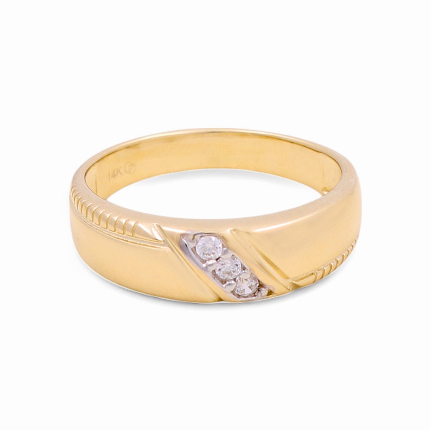 14K Yellow Gold Men’s Wedding Band / Stone: Cz / Size: 10 / Weight: 4.3 GR / KEEMWB4BS-7