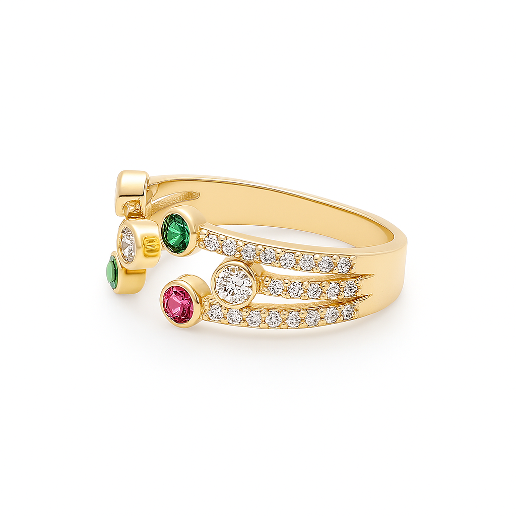 14K Yellow Gold Fashion Women's Ring with Color Stones / Size: 8.5 / Weight: 2.7GR / DQWR4FS-13