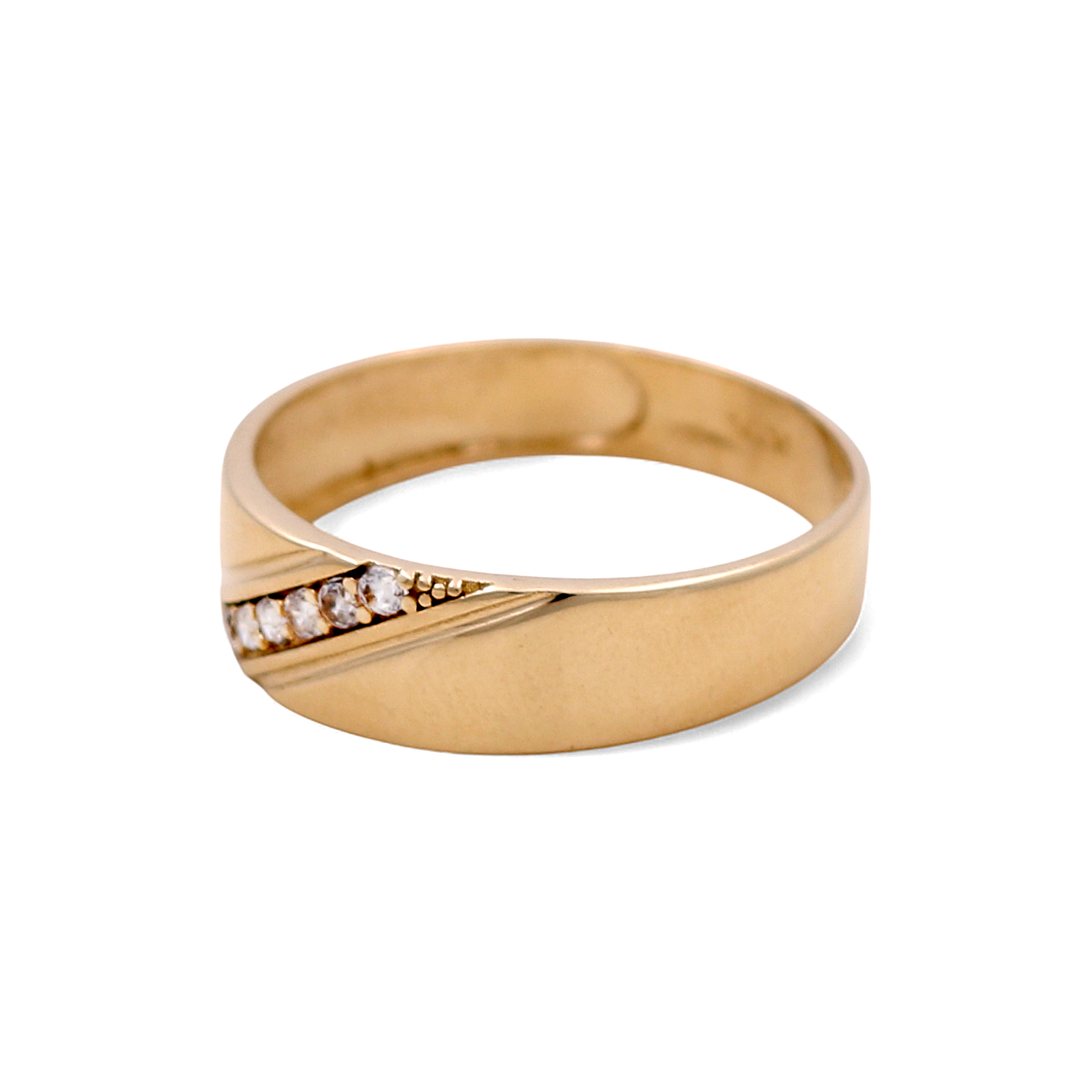 14K Yellow Gold Men’s Wedding Band / Stone: Cz / Size: 10.5 / Weight: 2.6 GR / DEEMWB4BS-1