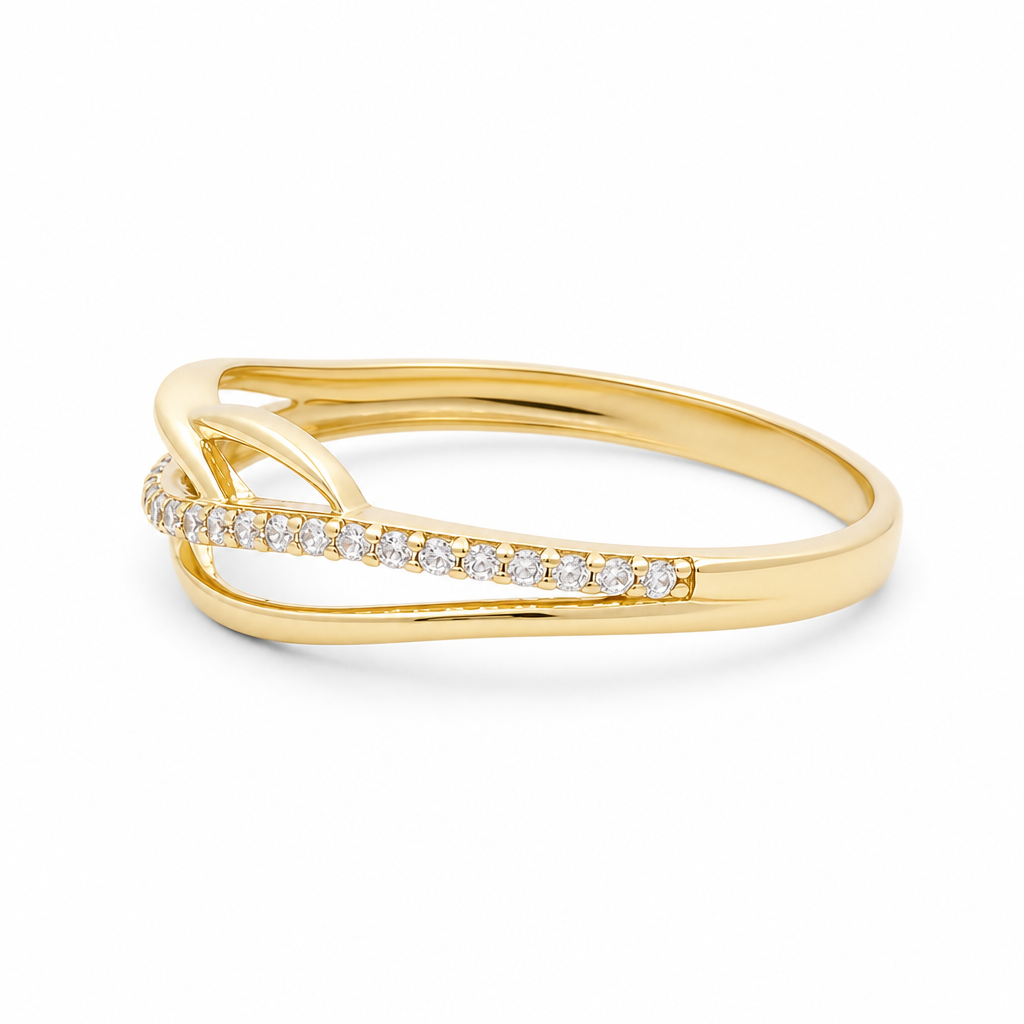 10K Yellow Gold Fashion Women's Ring with Cz / Size: 8 / Weight: 1.3 GR / CQWR0FS-35