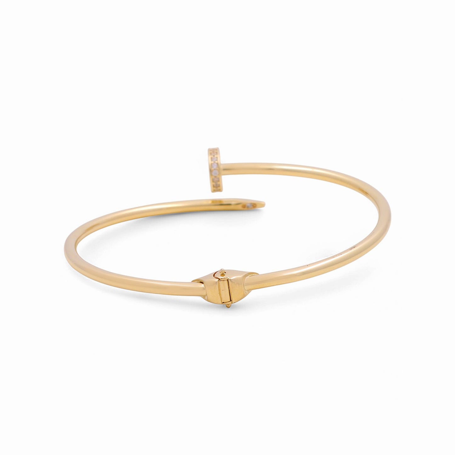 10K Yellow Gold Semisolid Nail's Women’s Bangle Bracelet with Cz / Weight: 5.4 GR / DQBB0NL-2