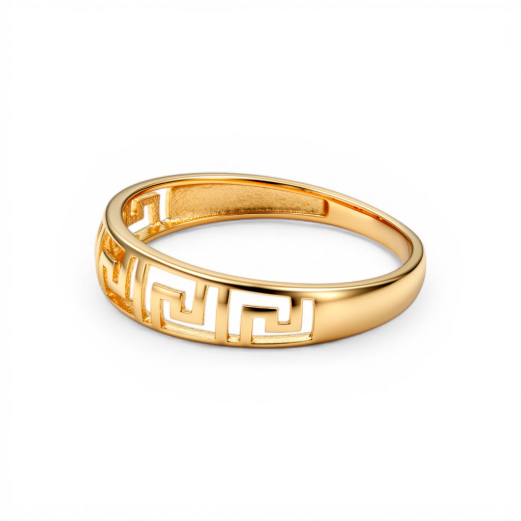 10K Yellow Gold Greek Women's Ring / Size: 8 / Weight: 1.3 GR / DQWR0GR-2