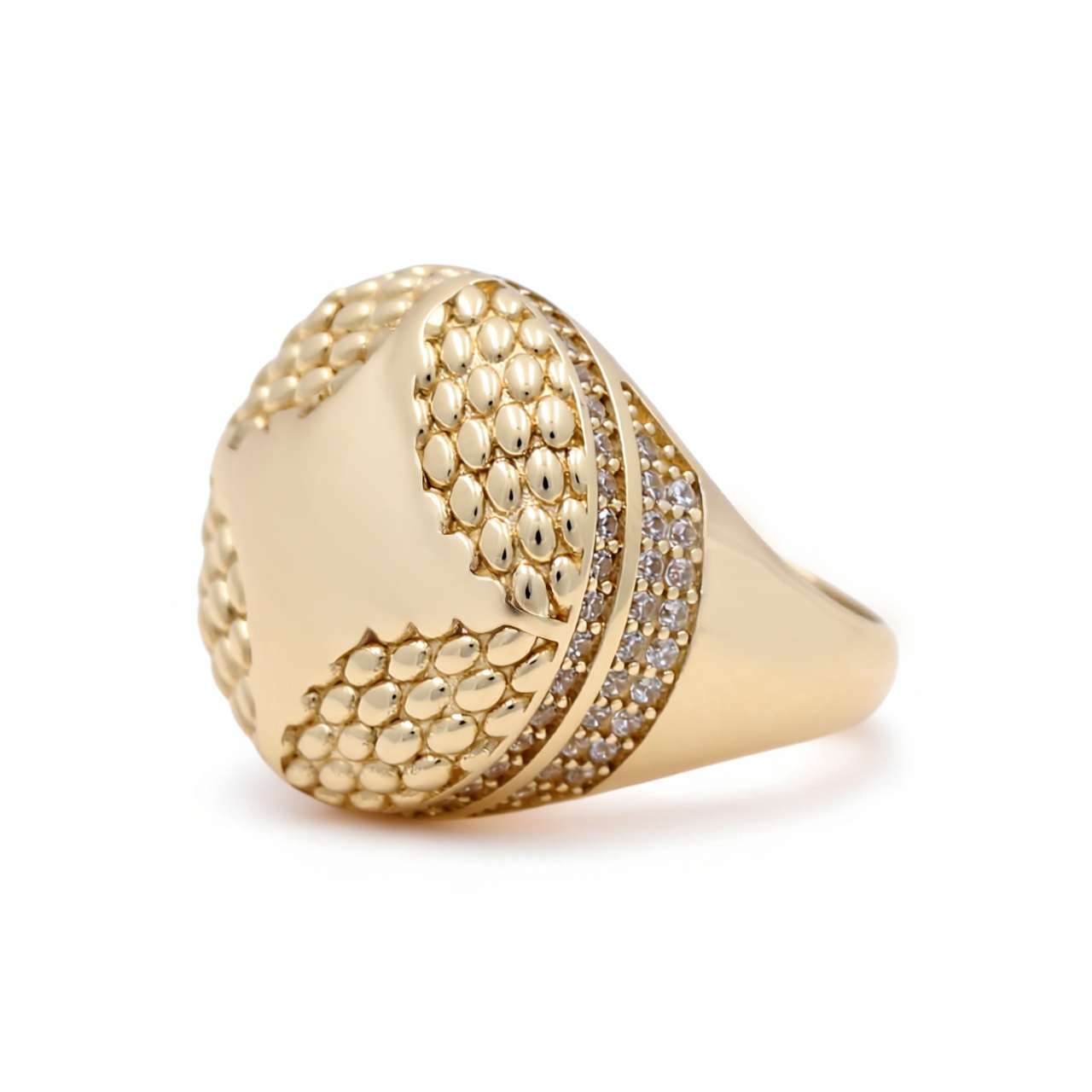 14K Yellow Gold RD Women’s Fashion Ring with Cz / Size: 7 / Weight: 5.4 GR / COWR4FS-163