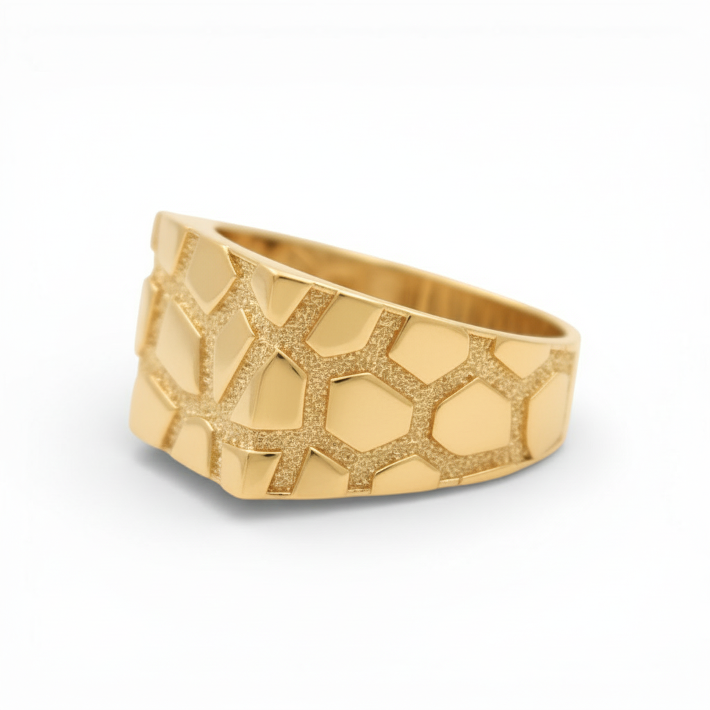 10K Yellow Gold SQ Nugget Men's Ring / Size: 11 / Weight: 6.1 GR / DQMR0FS