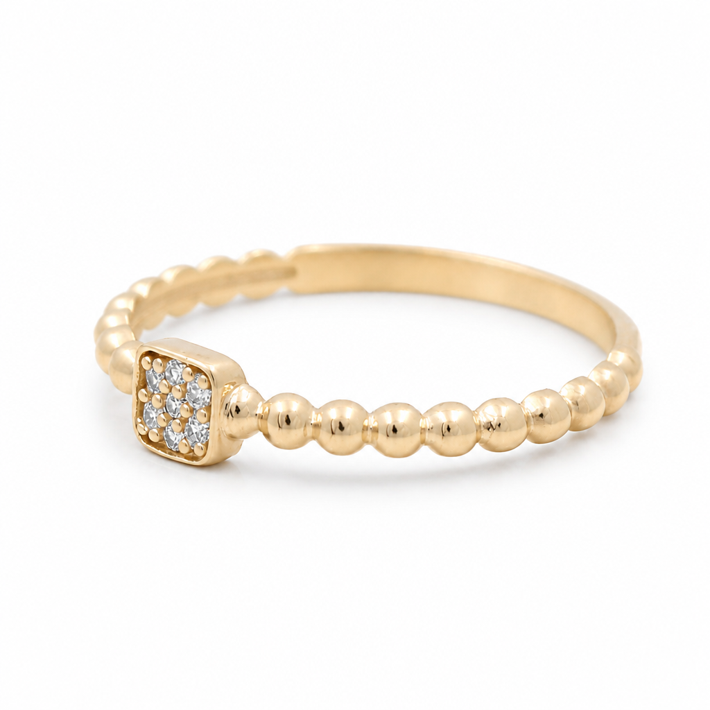 10K Yellow Gold Fashion Women's Ring with Cz / Size: 8 / Weight: 1.1GR / DQWR0FS-91