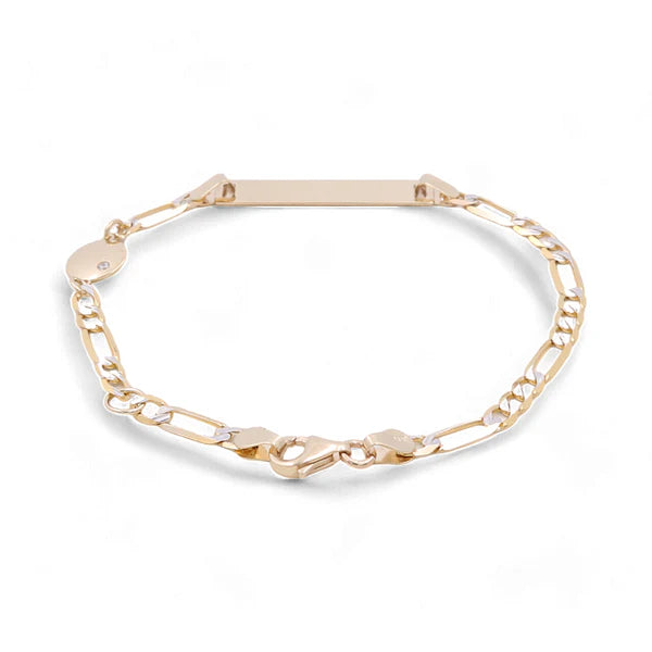 14K Yellow Gold Fashion ID Kids Bracelet with Cz / Size: 6.5” / Weight: 2.9 GR / CSBBTT4-6.5