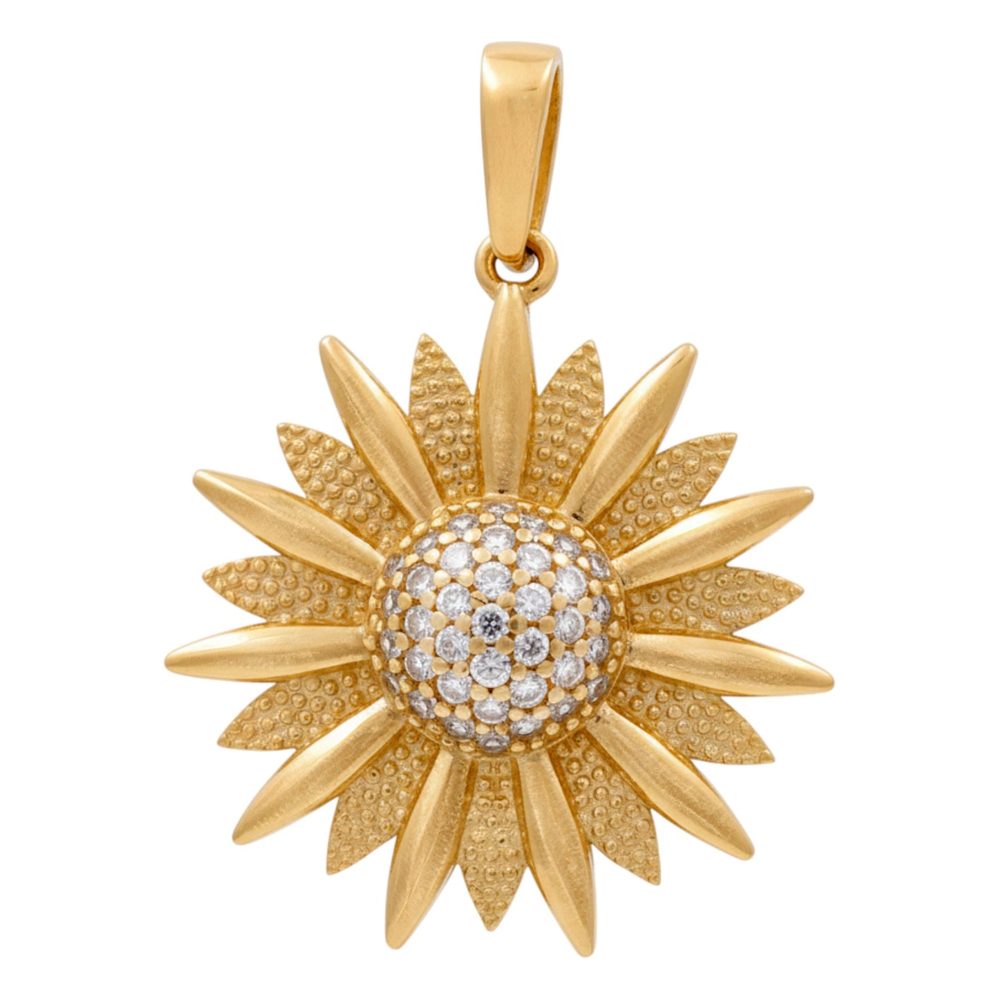 14K Yellow Gold Flower Pendant with Cz / Weight: 2.9 GR / P02P-1591
