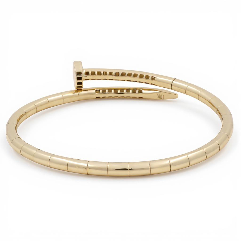 10K Yellow Gold Semisolid Adjustable Nail Women’s Bangle Bracelet / Weight: 7.9 GR / DQBB0NL